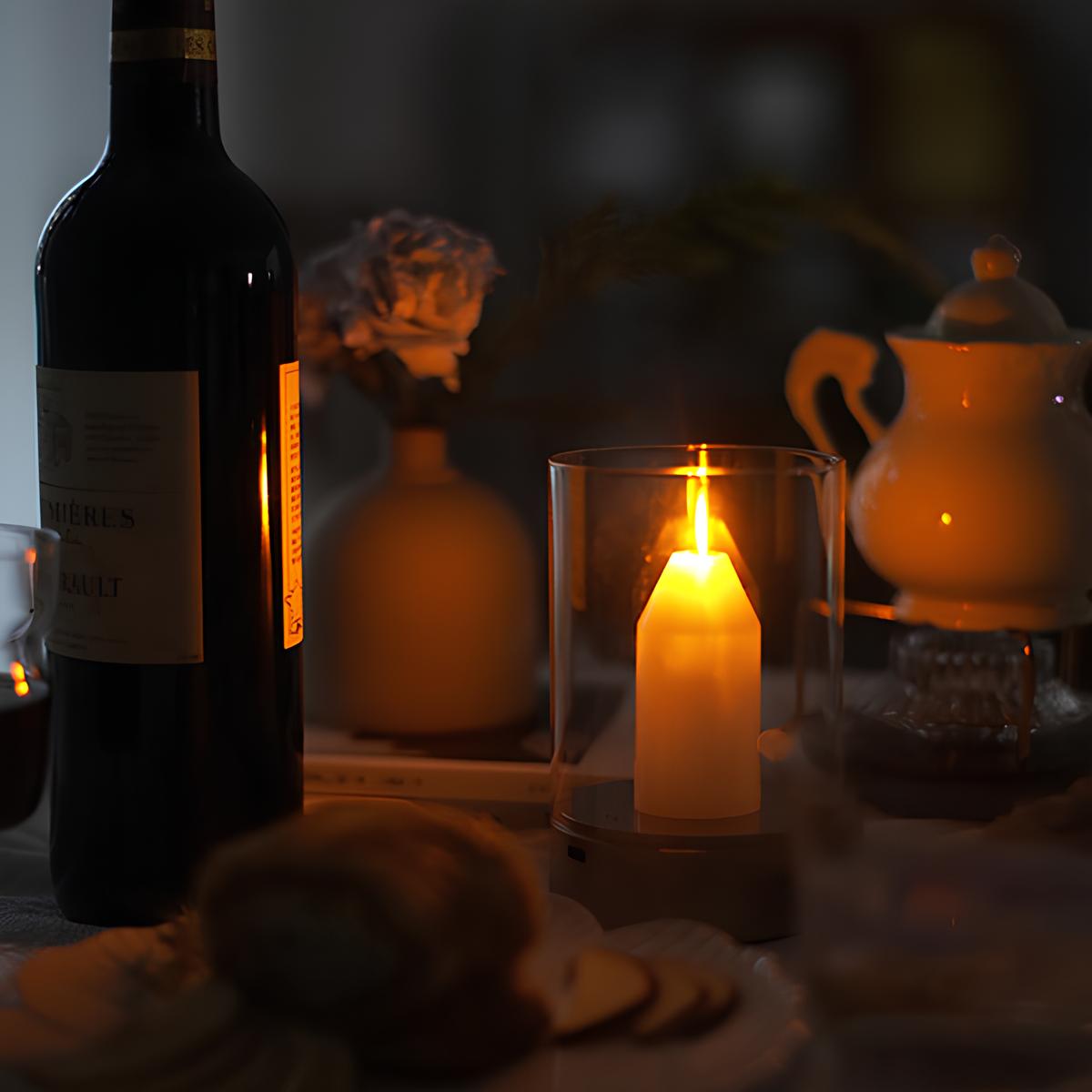 Flameless LED Candle Lamp | Warm White Flicker, Hand Gesture Control | USB Rechargeable, No Flame or Smoke, No Wax