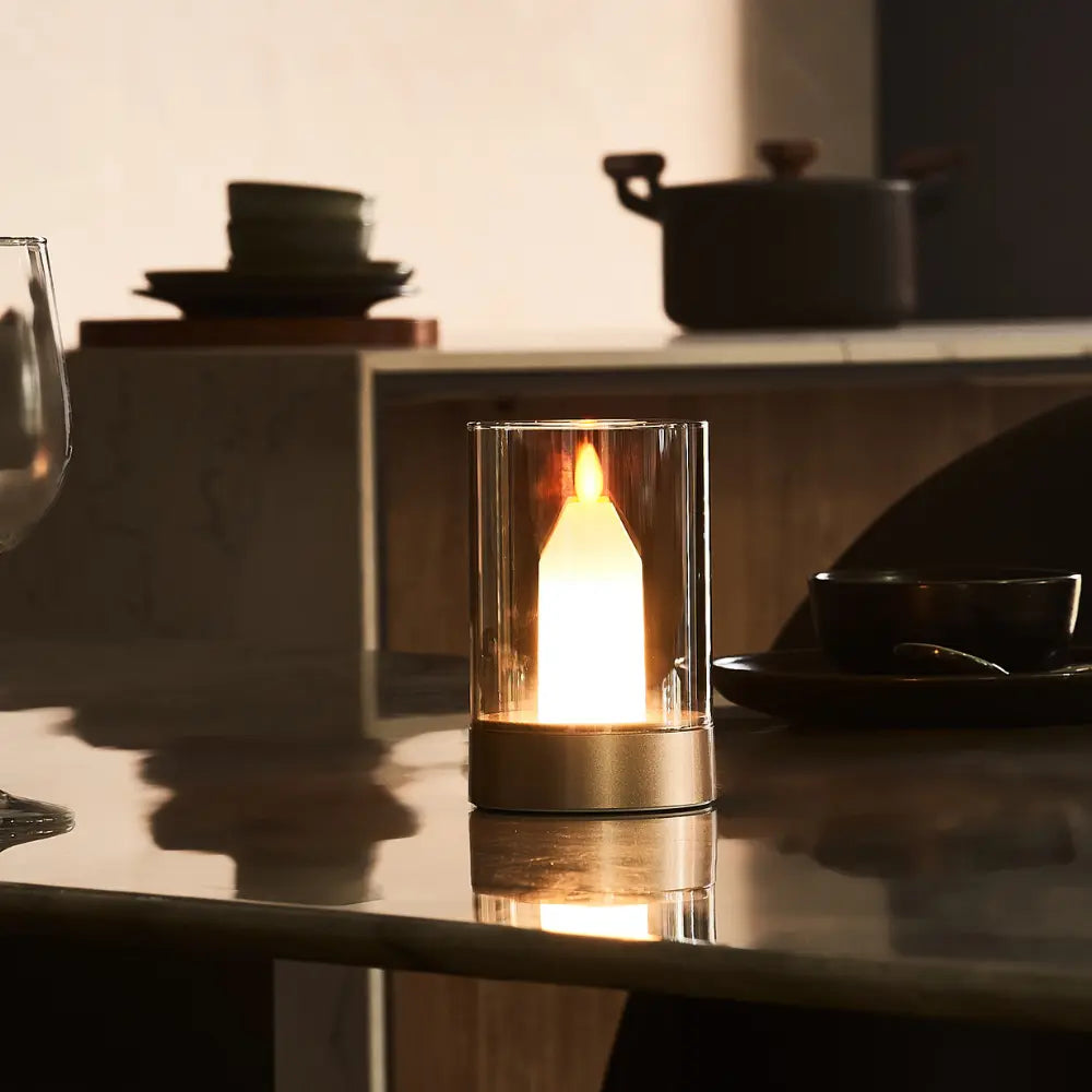 Flameless LED Candle Lamp | Warm White Flicker, Hand Gesture Control | USB Rechargeable, No Flame or Smoke, No Wax