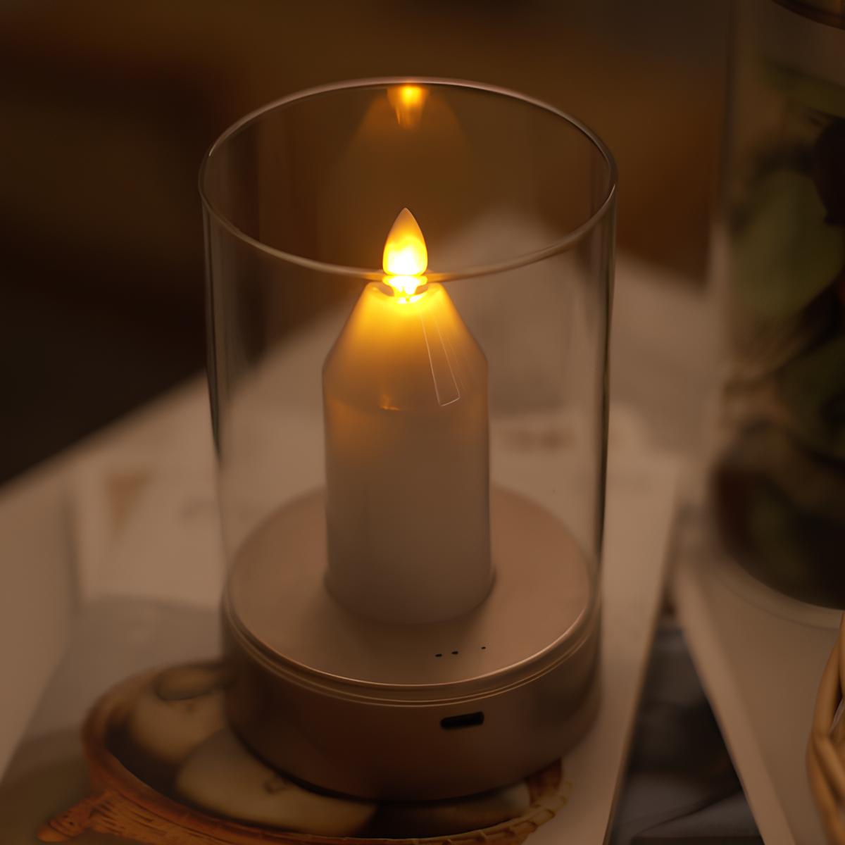 Flameless LED Candle Lamp | Warm White Flicker, Hand Gesture Control | USB Rechargeable, No Flame or Smoke, No Wax