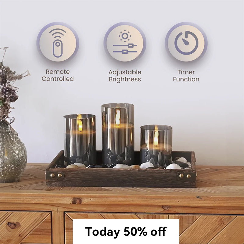 Flameless LED Candle with 3D Wick | Remote Control, Adjustable Brightness, 8-Hour Timer | Real Wax, Flicker Flame Effect