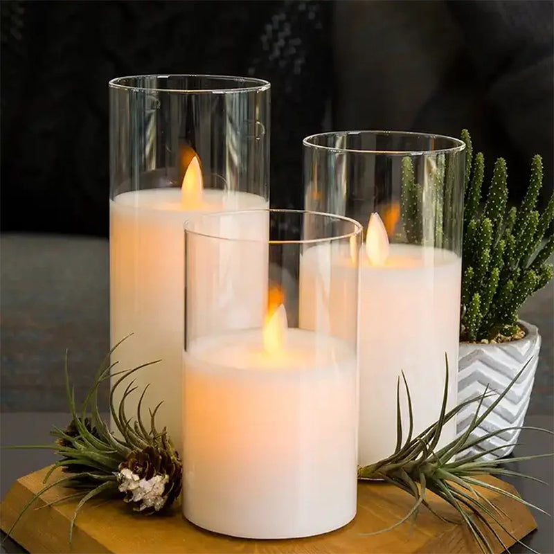 Flameless LED Candle with 3D Wick | Remote Control, Adjustable Brightness, 8-Hour Timer | Real Wax, Flicker Flame Effect