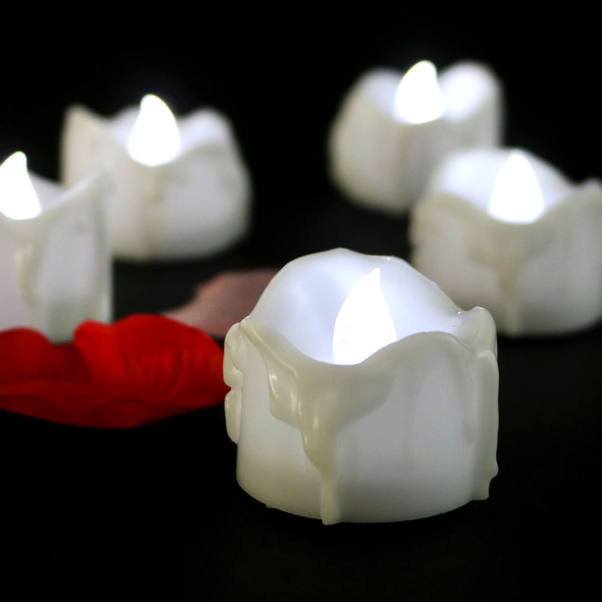 Flameless LED Candles 12-Pack, Plastic, 2.9 x 3.6 cm | Warm White, White, Yellow | 60-Hour Battery Life, No Open Flame