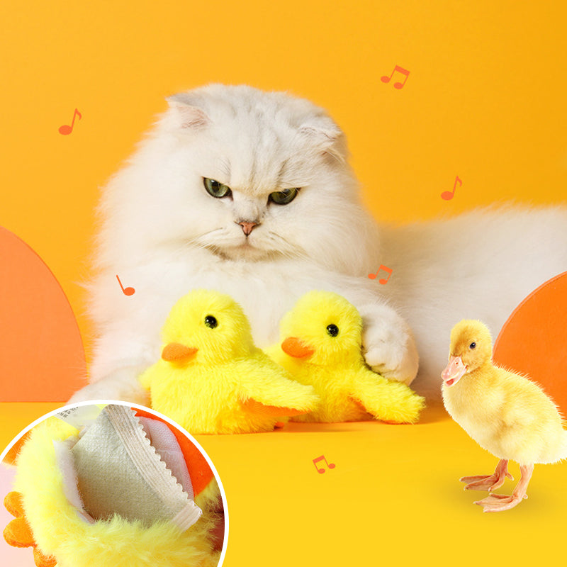 Flapping Duck Cat Toy | Motion Sensor Activated Flapping and Quacking | USB Rechargeable Plush Interactive Toy for Cats
