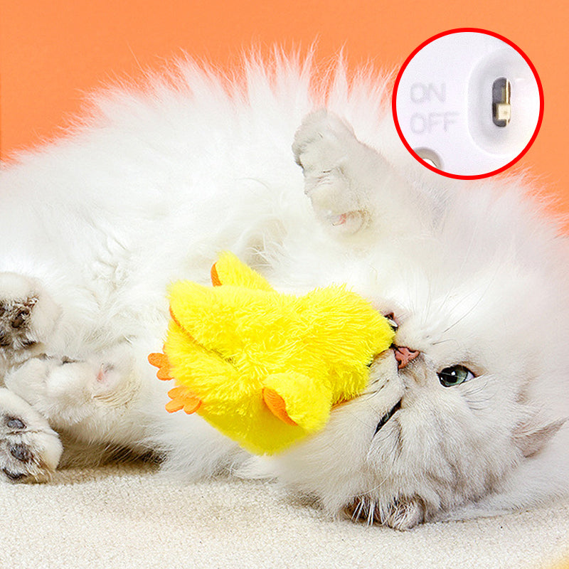 Flapping Duck Cat Toy | Motion Sensor Activated Flapping and Quacking | USB Rechargeable Plush Interactive Toy for Cats