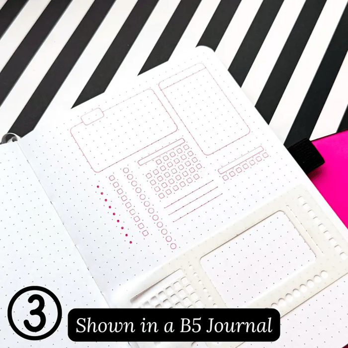 Flexible Mylar Dot Grid Stencil Set 3-Pack | Fits 5mm Journal Grids | Crisp Lines, Clean Boxes & Layouts Every Page