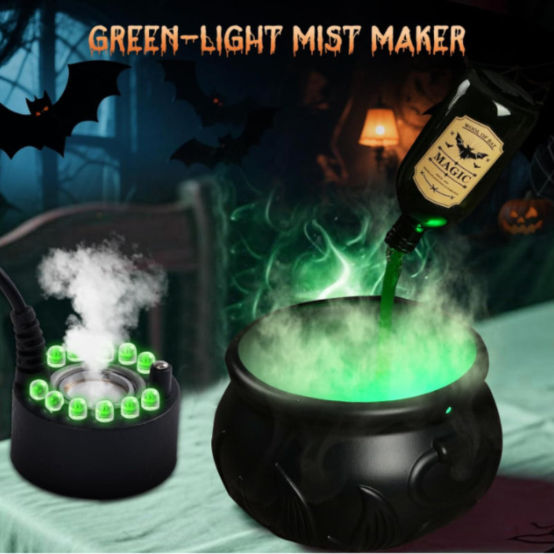 Floating Potion Bottle Cauldron Halloween Decoration | Fog Diffuser, Skeleton Props & Splash Baffle | USB Powered Glow Effect
