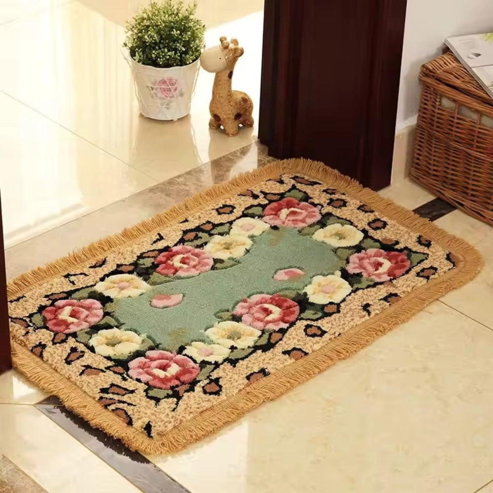 Floral Bath Mat - Soft Acrylic Fabric, Non-Slip Design