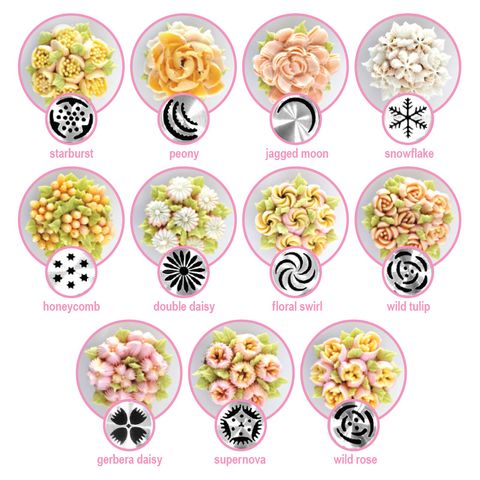 Floral Cake Decorating Kit Stainless Steel | 13-Piece Nozzle Set with Silicone Piping Bag | Reusable for Cakes & Cupcakes