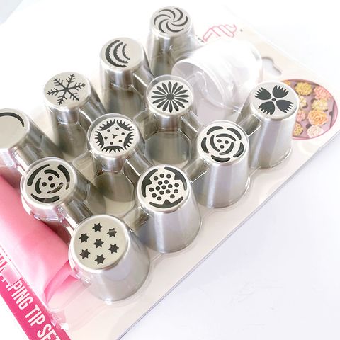 Floral Cake Decorating Kit Stainless Steel | 13-Piece Nozzle Set with Silicone Piping Bag | Reusable for Cakes & Cupcakes