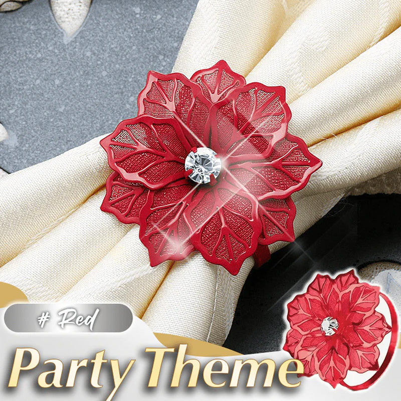Floral Napkin Rings Stainless Steel | Set of 3 Hollow Flower Design | Rust-Resistant, Holds Napkins Neatly in Place