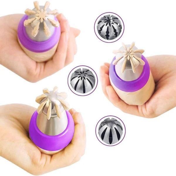 Flower Icing Piping Nozzles | Set Of Three Ball Tips