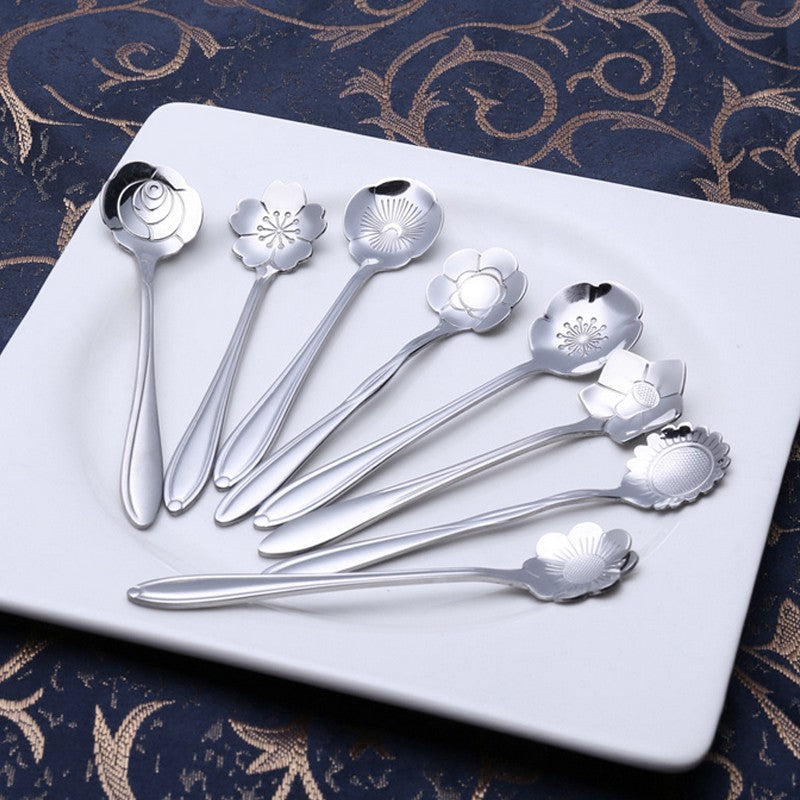 Flower Spoon Set | Eight Petal Bowls With Tapered Handles