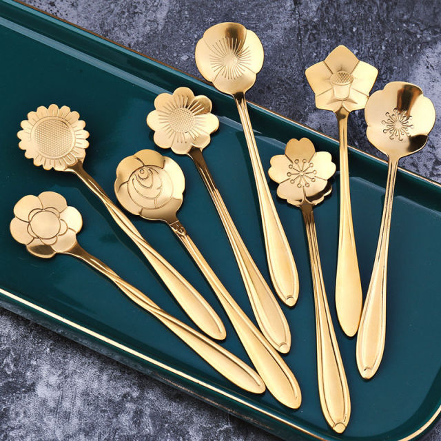 Flower Spoon Set | Eight Petal Bowls With Tapered Handles