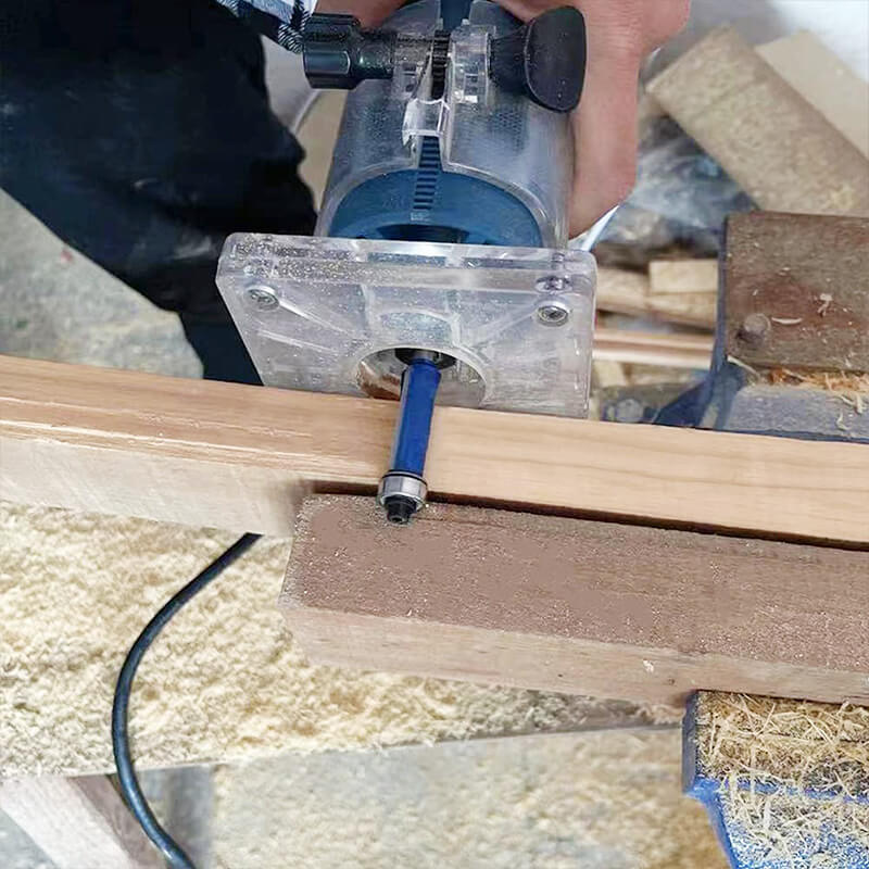 Flush Trim Router Bit Set 4 Pieces | Carbide Cutting Edge with Double Ball Bearing | Blue Nano-Coating for Longer Life