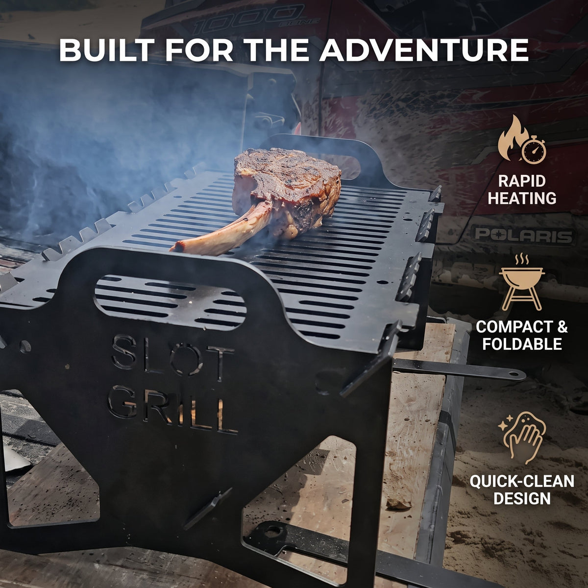 Foldable BBQ Grill Stainless Steel Grate | Portable Design for Tailgate, Camping & Apartments | Fast Preheat & Easy Cleanup