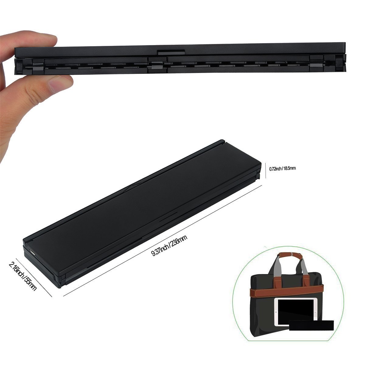 Foldable Bluetooth Keyboard | Built-In Tablet & Phone Stand | 180mAh Battery Lasts 60+ Days Per Charge, Type-C