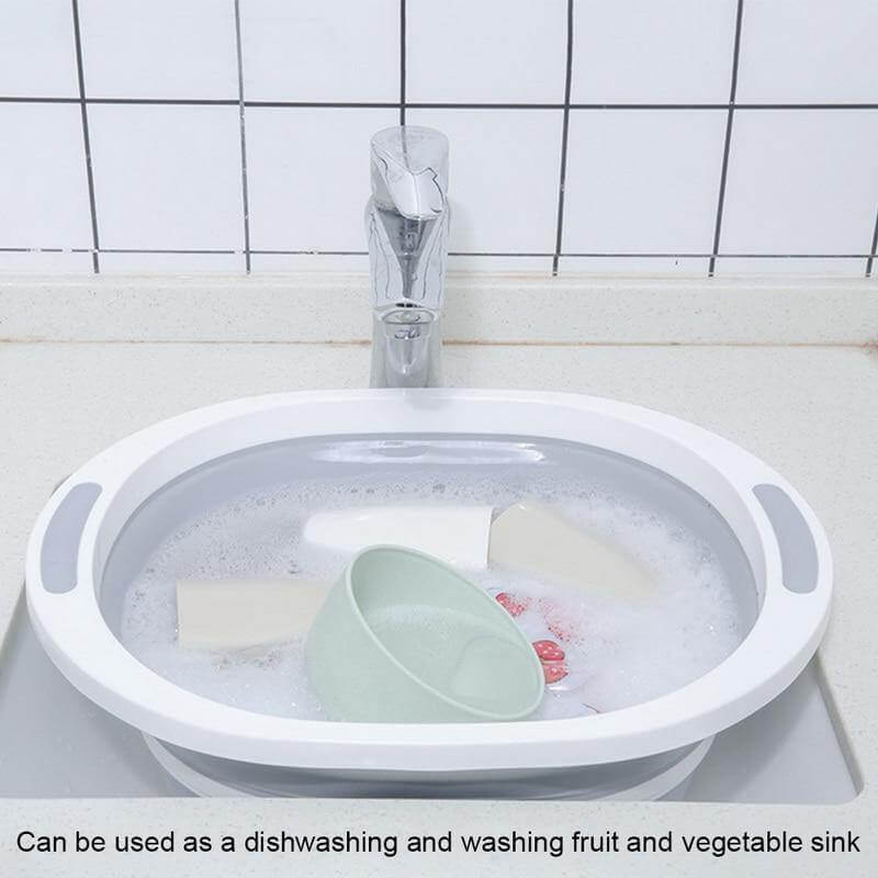 Foldable Cutting Board Silicone Non-Slip 3-in-1 with Built-In Drain Plug