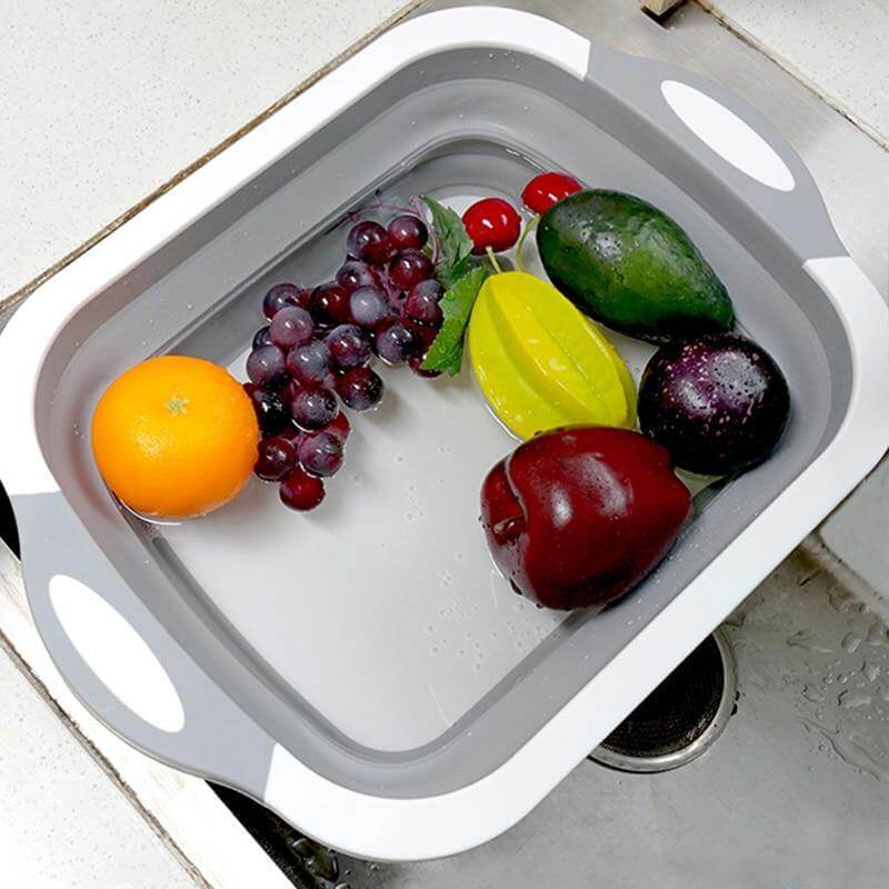 Foldable Cutting Board Silicone Non-Slip 3-in-1 with Built-In Drain Plug