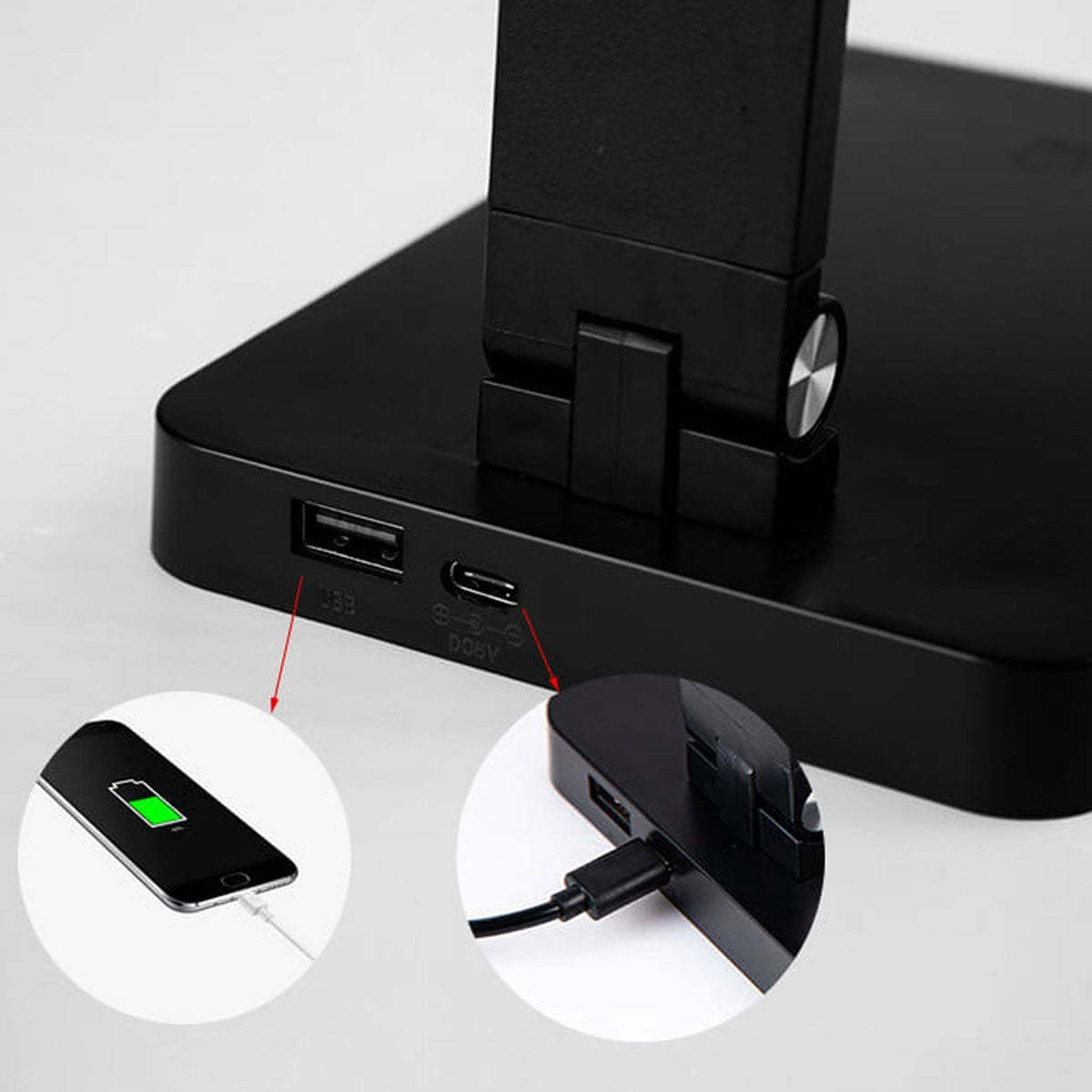 Foldable LED Desk Lamp Aluminium | Touch Dimmer, USB Powered | Adjustable Folding Arm, Available in Black or White Finish