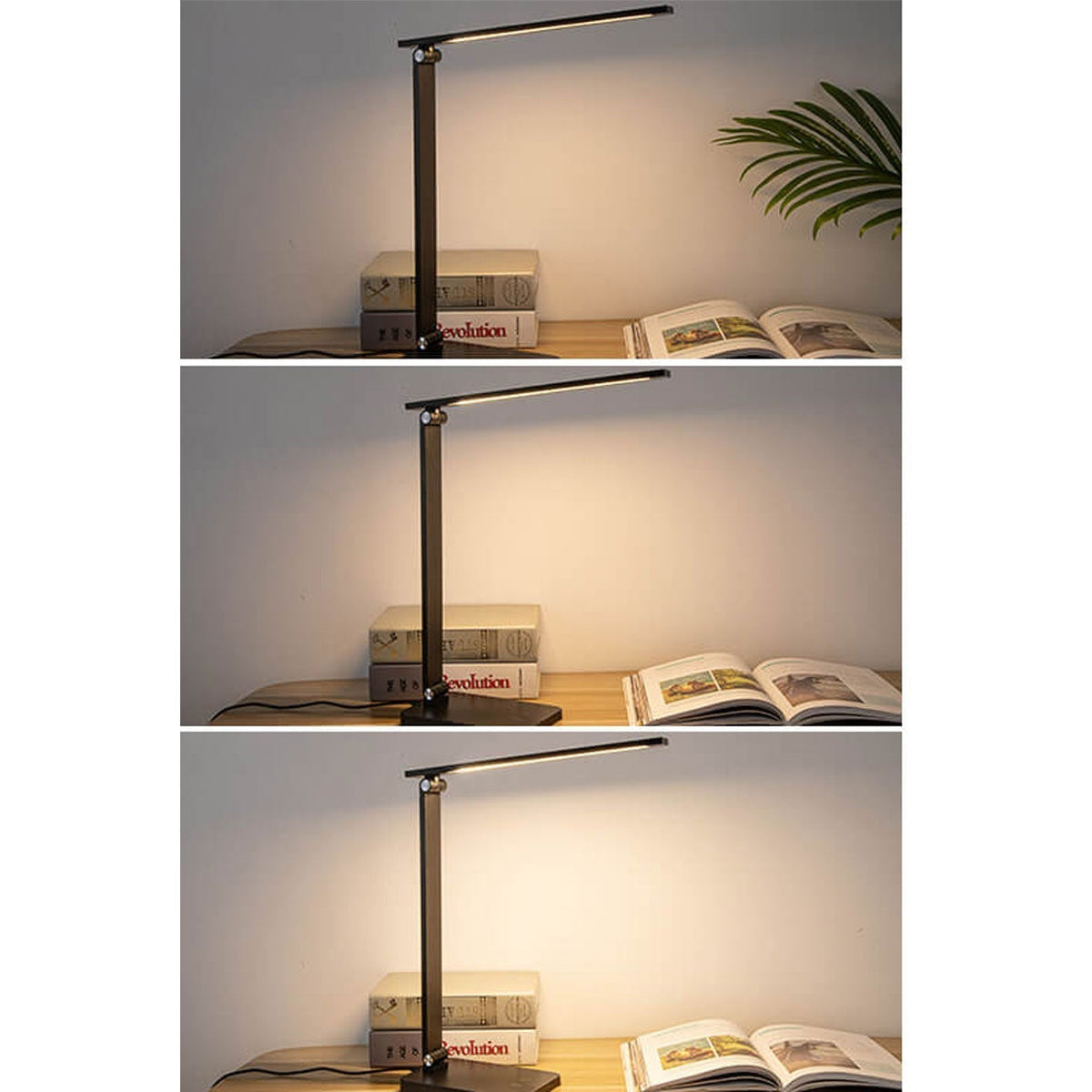 Foldable LED Desk Lamp Aluminium | Touch Dimmer, USB Powered | Adjustable Folding Arm, Available in Black or White Finish