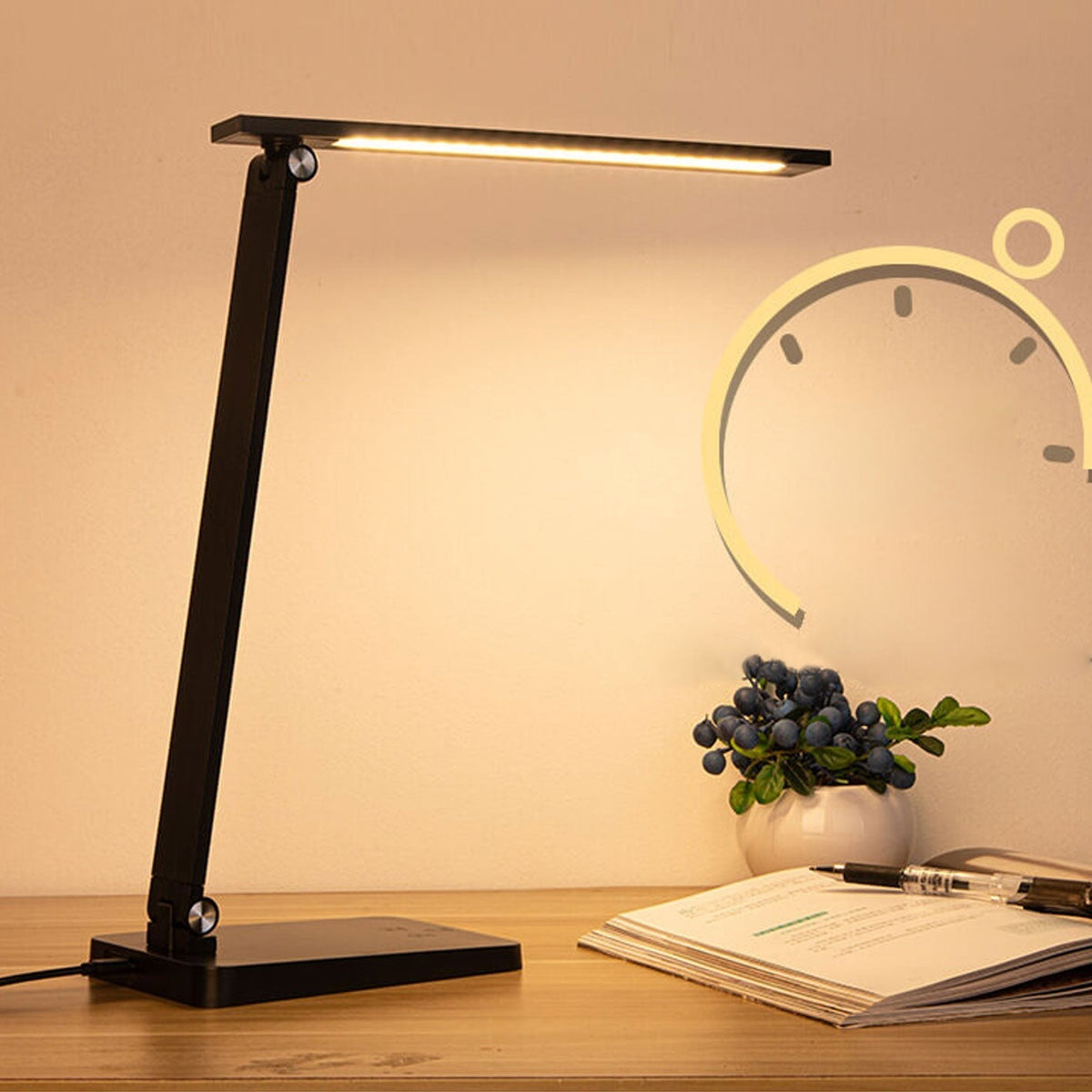 Foldable LED Desk Lamp Aluminium | Touch Dimmer, USB Powered | Adjustable Folding Arm, Available in Black or White Finish