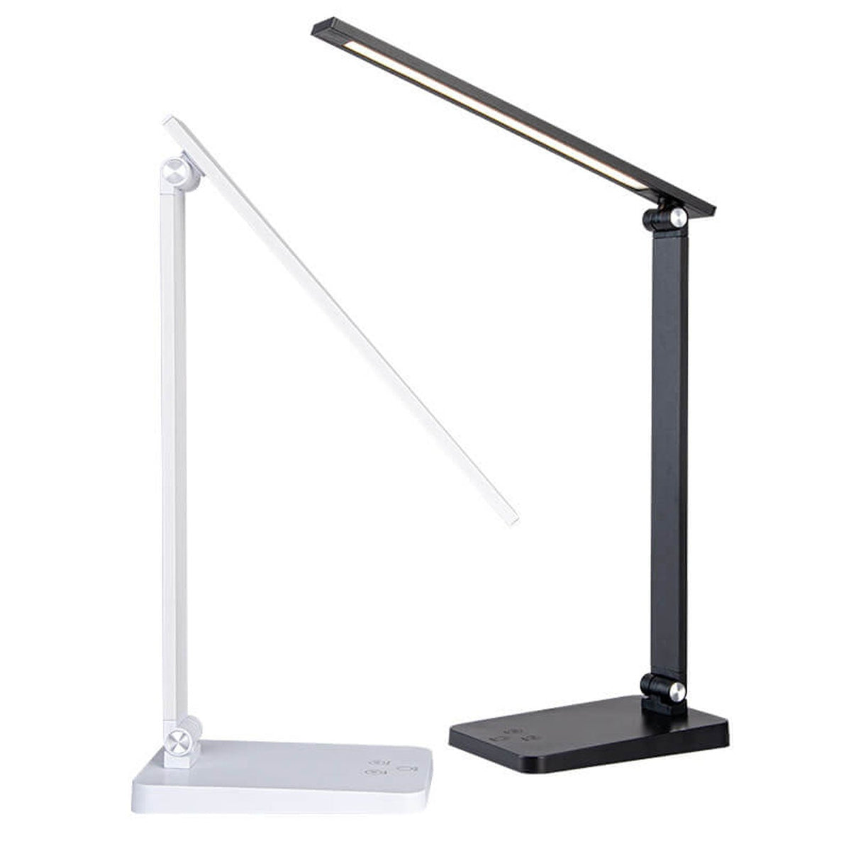 Foldable LED Desk Lamp Aluminium | Touch Dimmer, USB Powered | Adjustable Folding Arm, Available in Black or White Finish