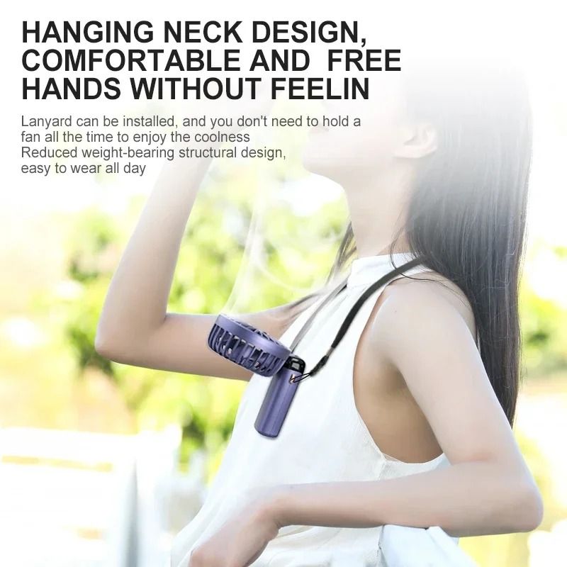 Foldable Neck Fan Handheld | 3-in-1 Desk Fan with LED Display and Phone Stand | 5-Speed Dual Battery USB Rechargeable