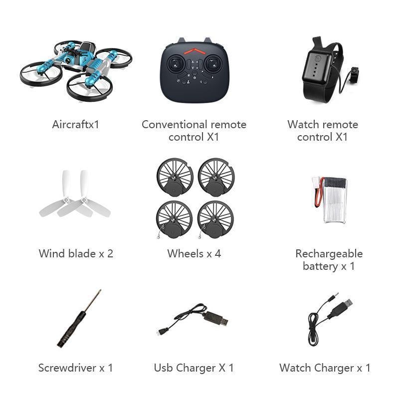 Folding RC Drone Convertible Motorcycle WiFi Camera with One-Key Takeoff
