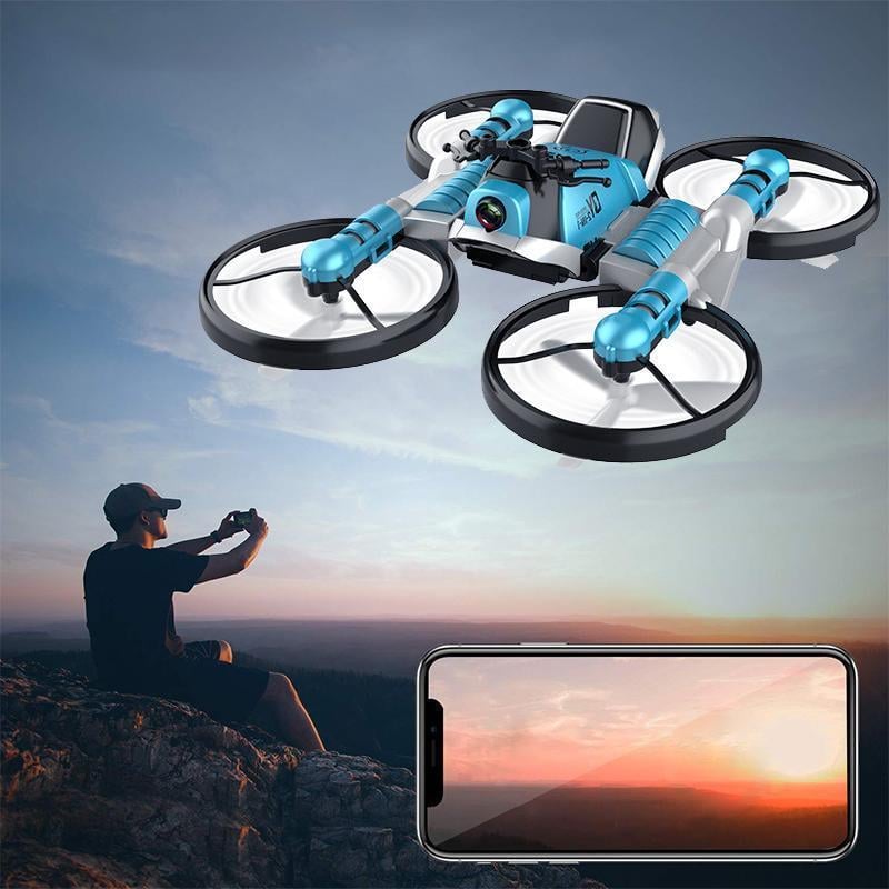 Folding RC Drone Convertible Motorcycle WiFi Camera with One-Key Takeoff