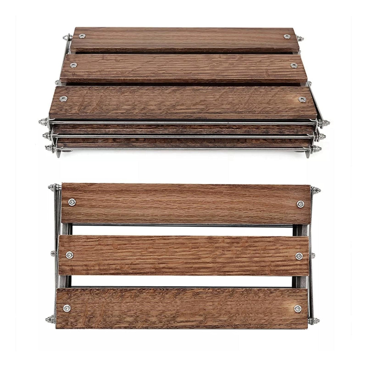 Folding Storage Rack Wooden 3-Layer Space-Saving with Open Shelves