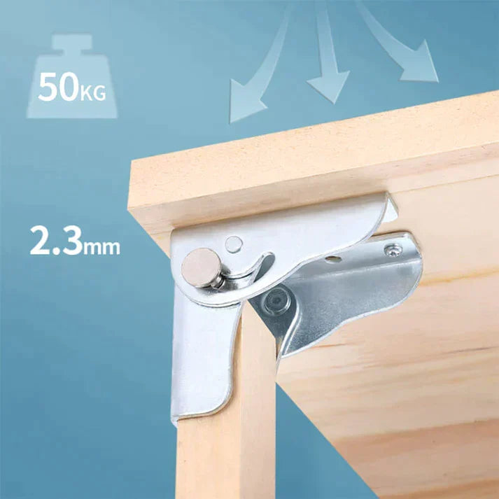 Folding Table Leg Hinge Steel | 90 Degree Spring-Loaded Self-Lock | Rust-Resistant Bracket Holds 120kg for DIY Furniture