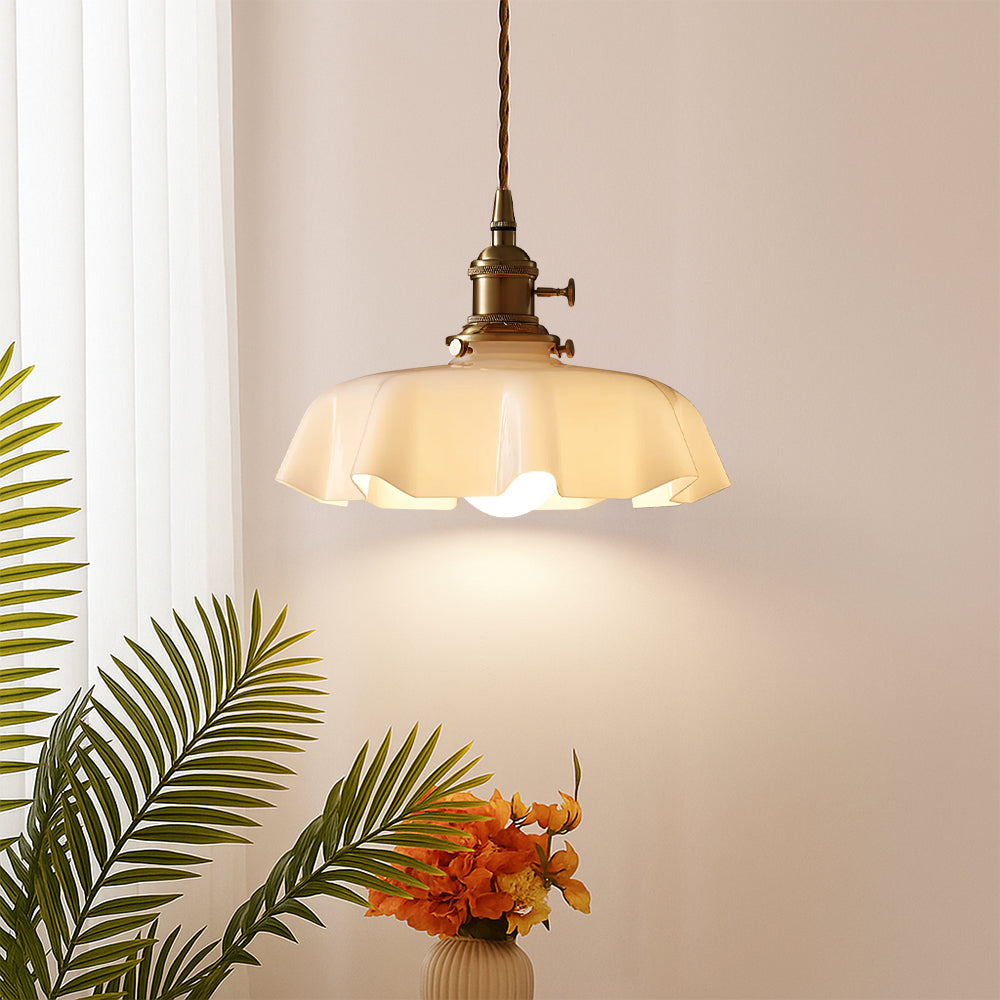 French Pendant Light | Scalloped Shade, Twisted Flex
