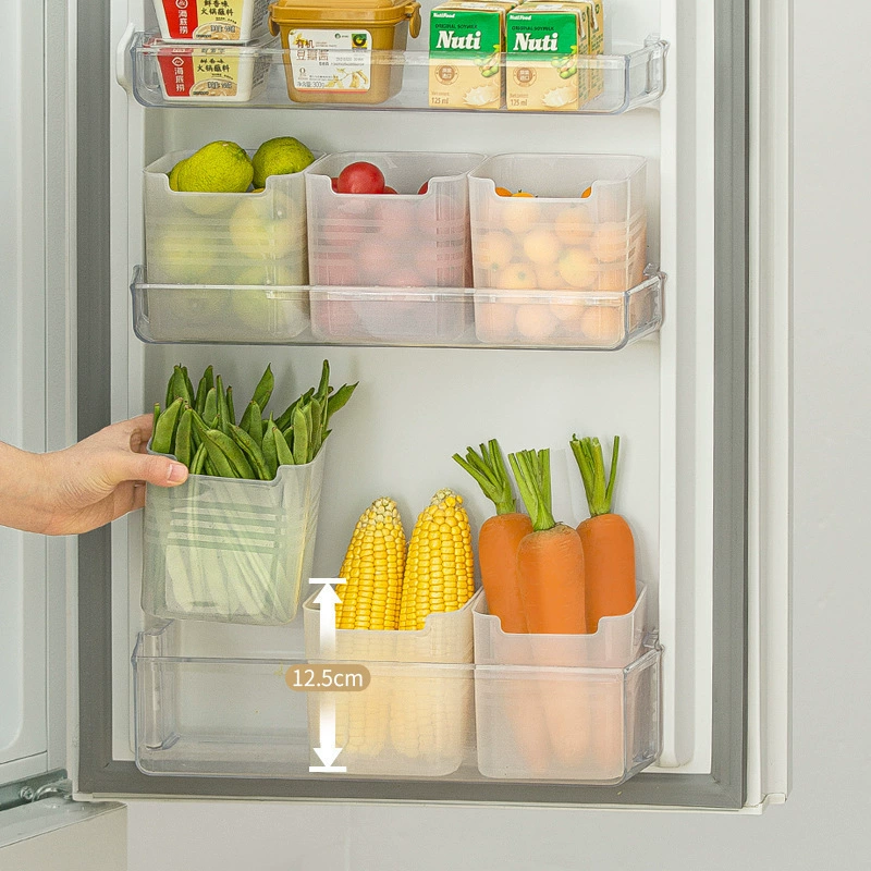 Fridge Door Storage Box Set, Plastic | Hook-On Design, No Tools Needed | Set of 6 for Fridge, Drawer & Pantry Organisation