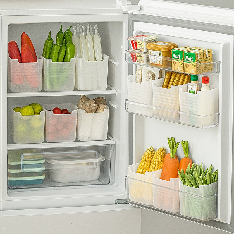 Fridge Door Storage Box Set, Plastic | Hook-On Design, No Tools Needed | Set of 6 for Fridge, Drawer & Pantry Organisation