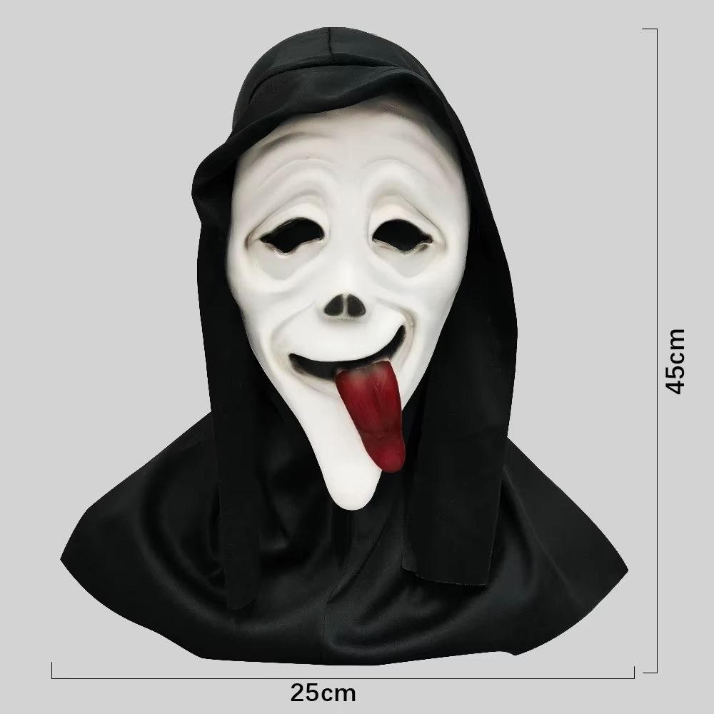 Full Head Scream Mask Halloween Costume | Creepy Red Tongue Design, Breathable Openings | Flexible Natural Latex