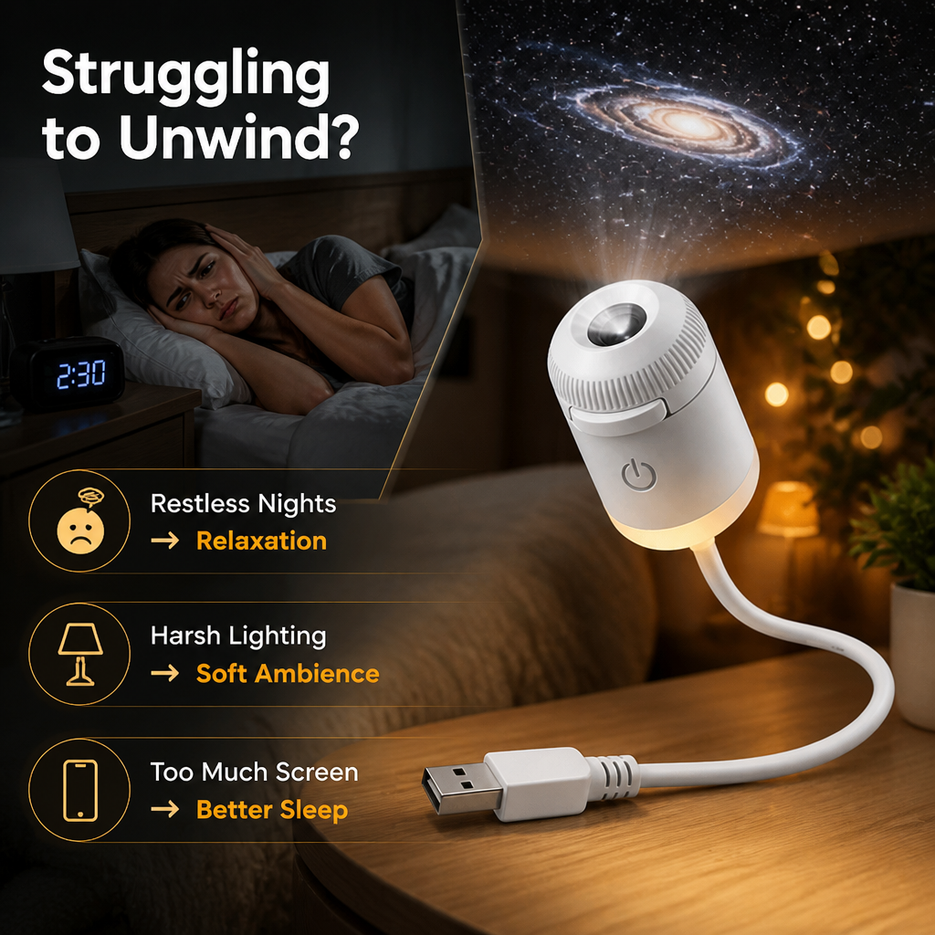 Galaxy Projector Night Light USB Plug-In Multi-Scene with 360° Gooseneck