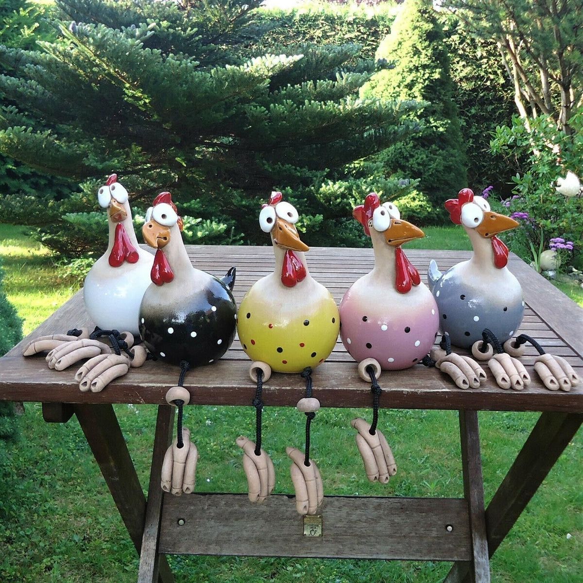 Garden Chicken Ornaments Resin | Pack of Two, Five Colour Options