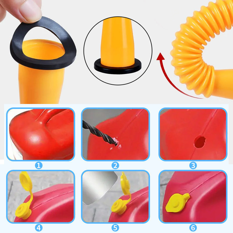 Gas Can Spout Replacement HDPE | Flexible Nozzle & Anti-Spill Cap | Fits Most Oil Cans, Leak-Free Seal, No Drilling Needed