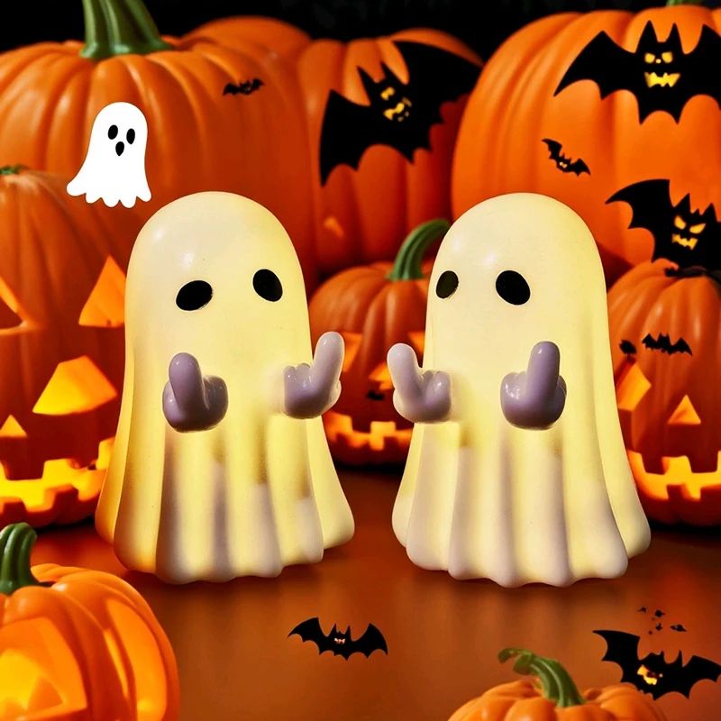 Ghost Figurine Halloween Decoration | Multi-Piece Sets Available | Resin Tabletop Ornament for Desks and Shelves