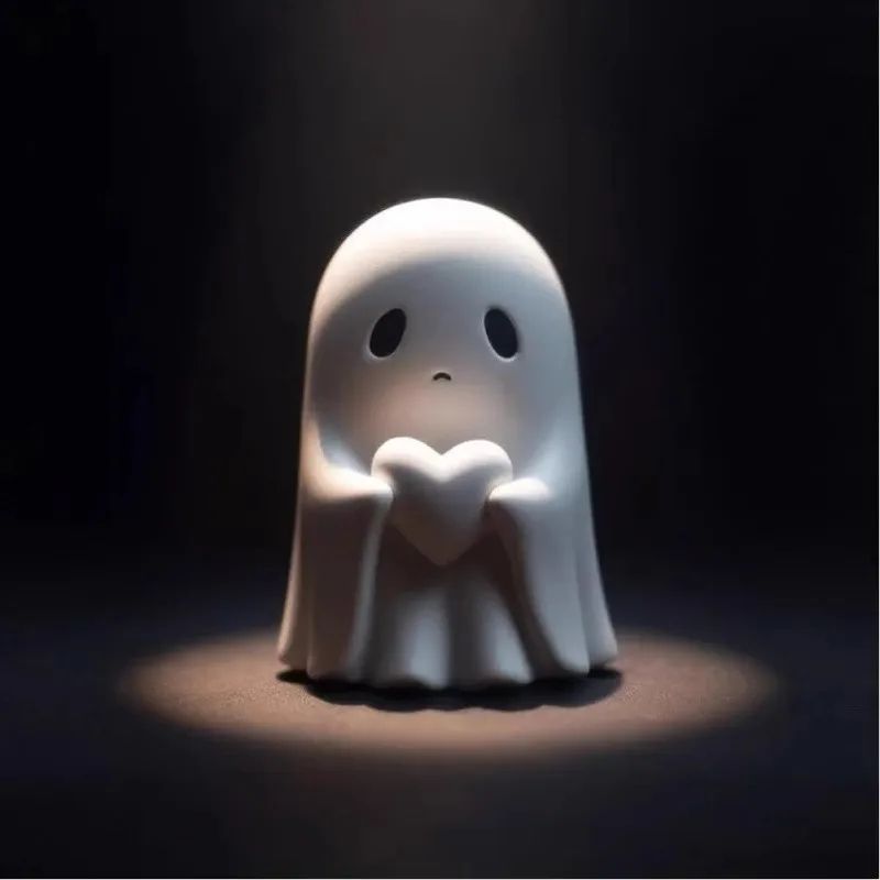 Ghost Figurine with Heart | Halloween Tabletop Decor
