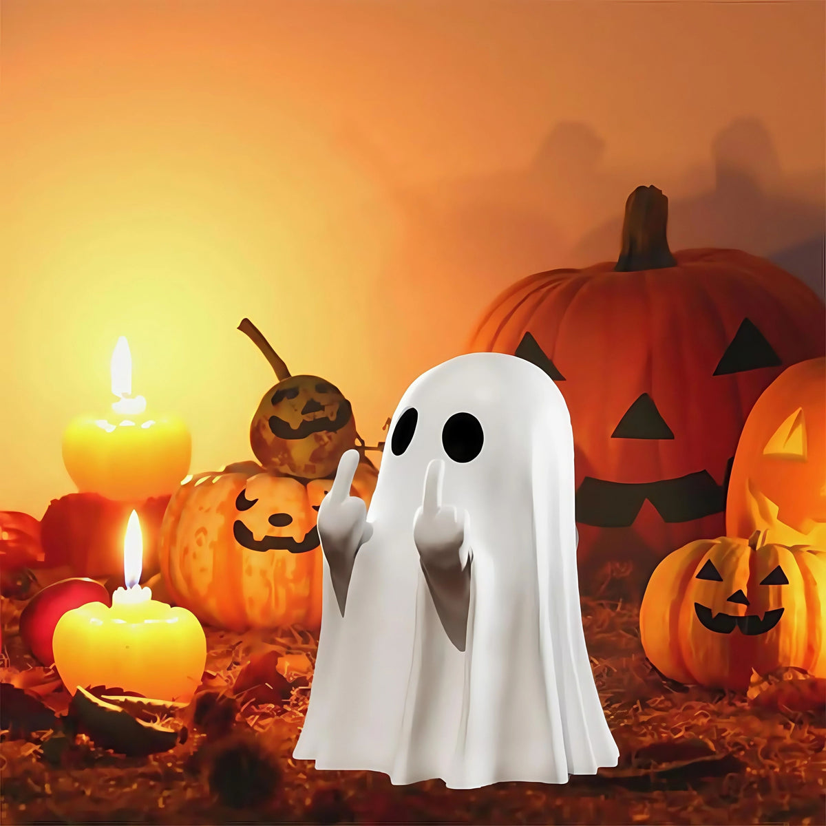 Ghost Statue Resin Figure | Playful Halloween Tabletop Decor | Compact Design for Shelves, Desks and Coffee Tables