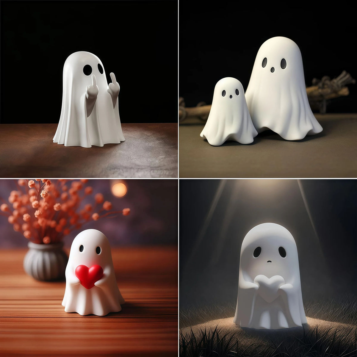 Ghost Statue Resin Figure | Playful Halloween Tabletop Decor | Compact Design for Shelves, Desks and Coffee Tables