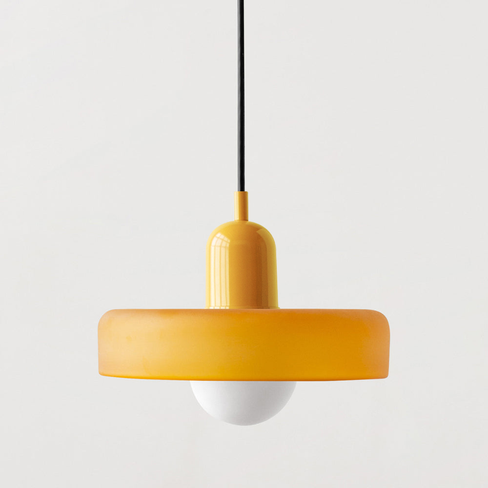 Glass Pendant Light | Flat Ring Shade, Domed Diffuser
