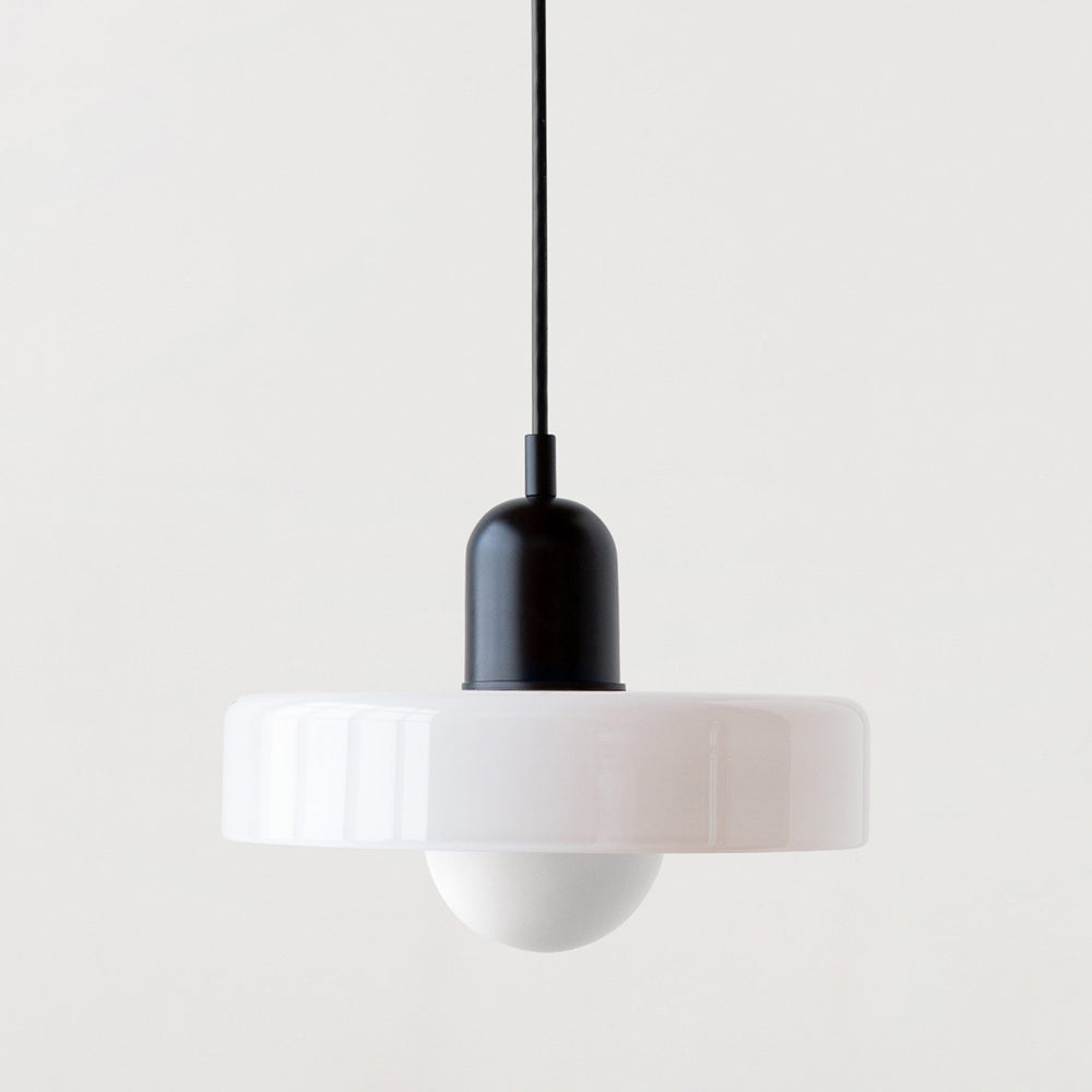 Glass Pendant Light | Flat Ring Shade, Domed Diffuser