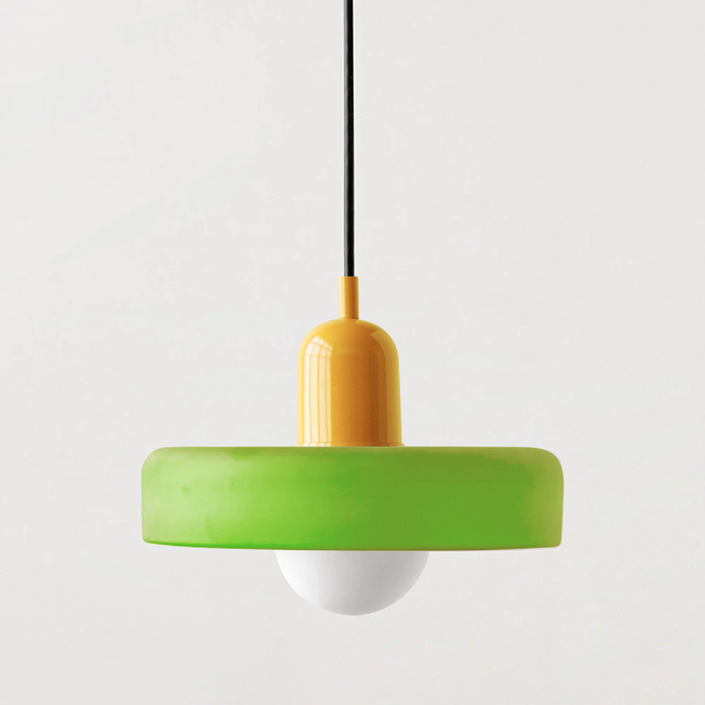 Glass Pendant Light | Flat Ring Shade, Domed Diffuser