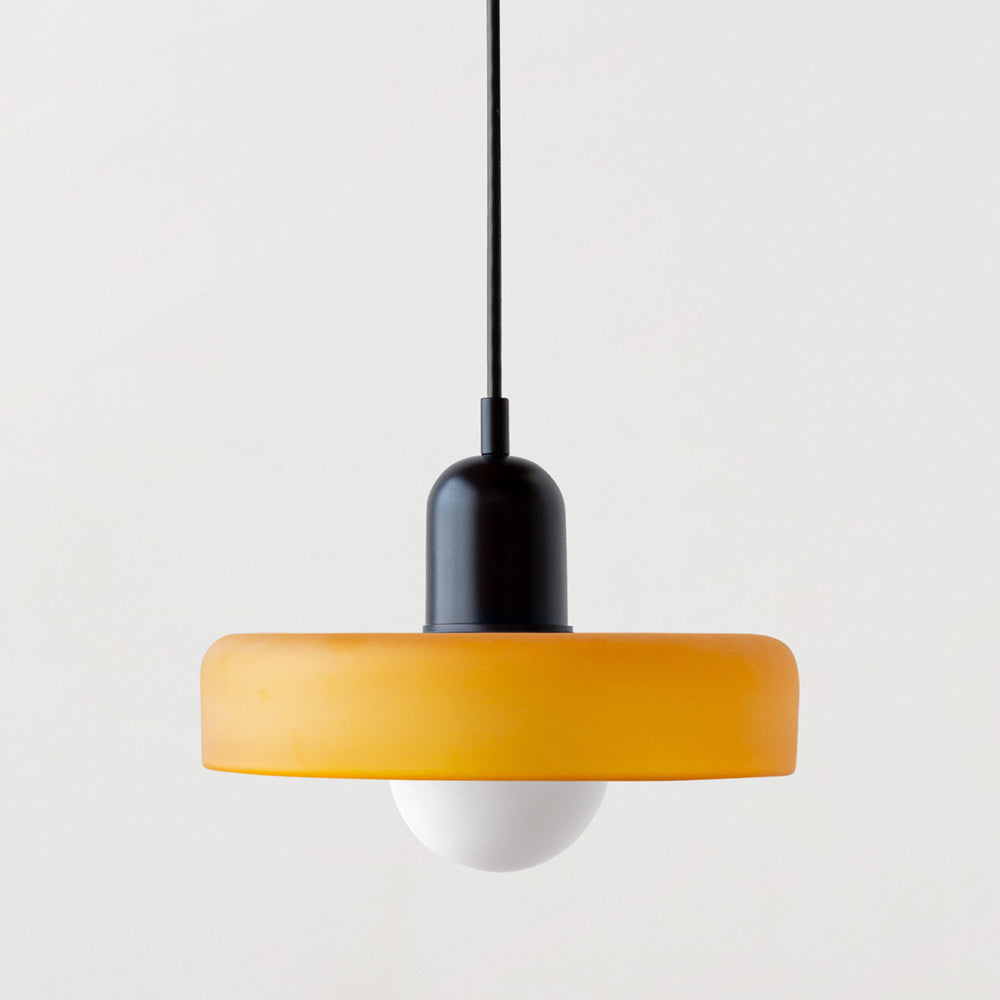Glass Pendant Light | Flat Ring Shade, Domed Diffuser