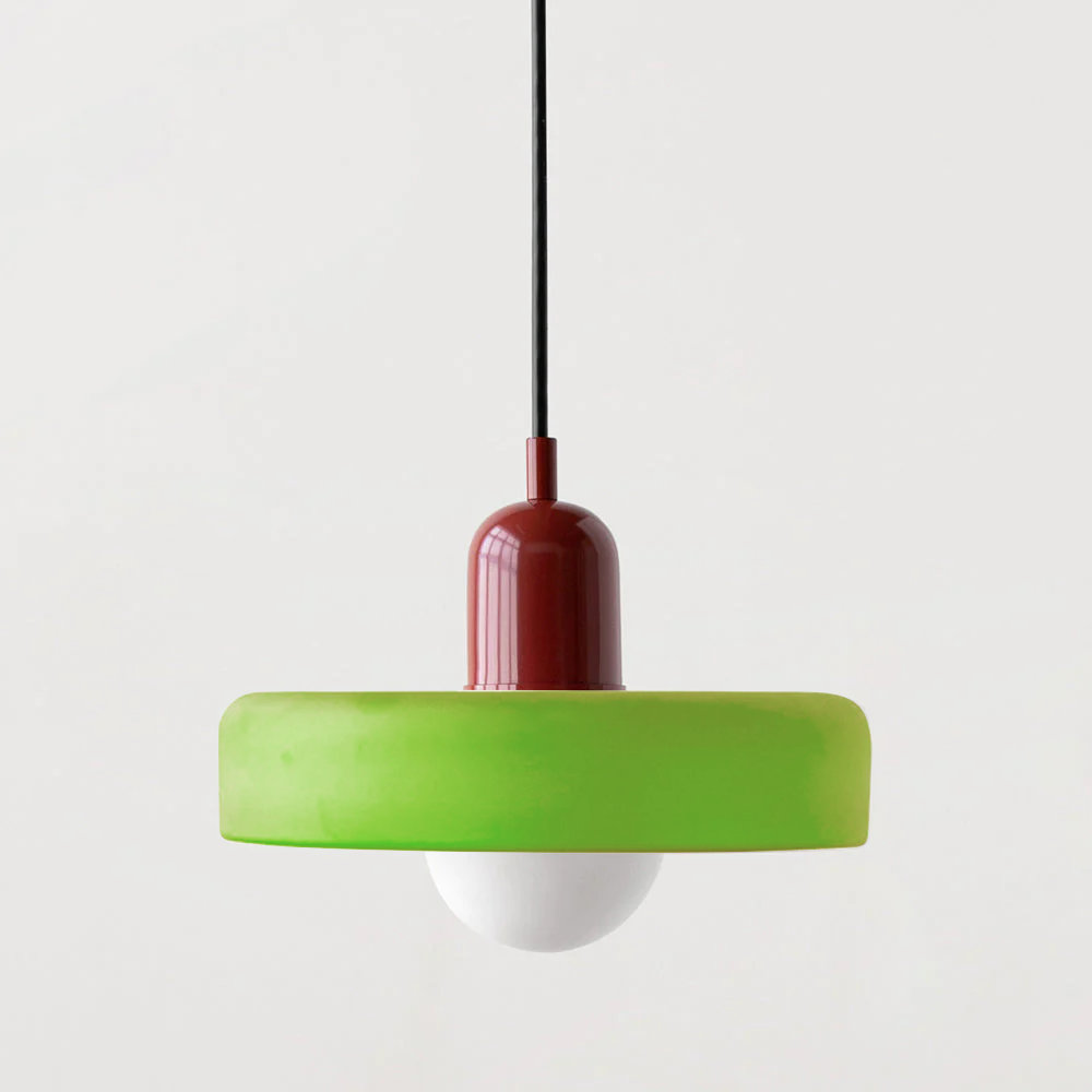 Glass Pendant Light | Flat Ring Shade, Domed Diffuser