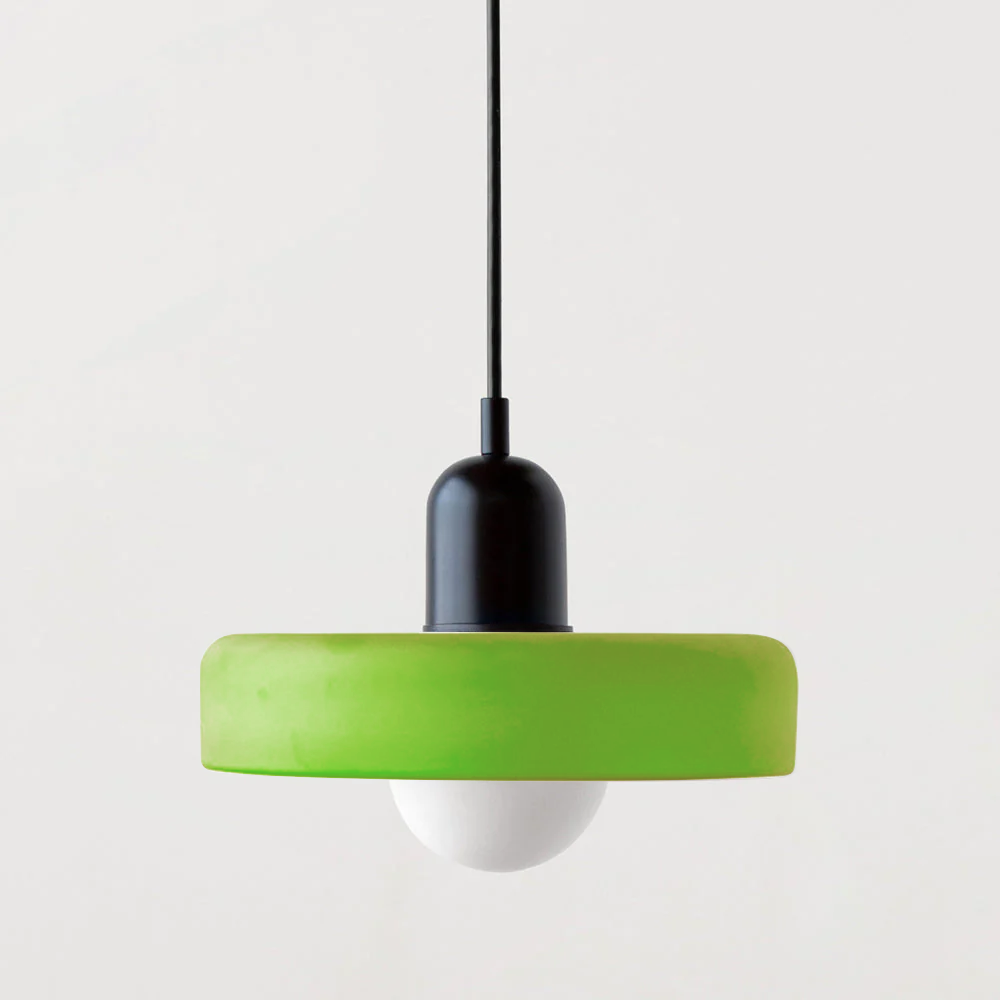 Glass Pendant Light | Flat Ring Shade, Domed Diffuser