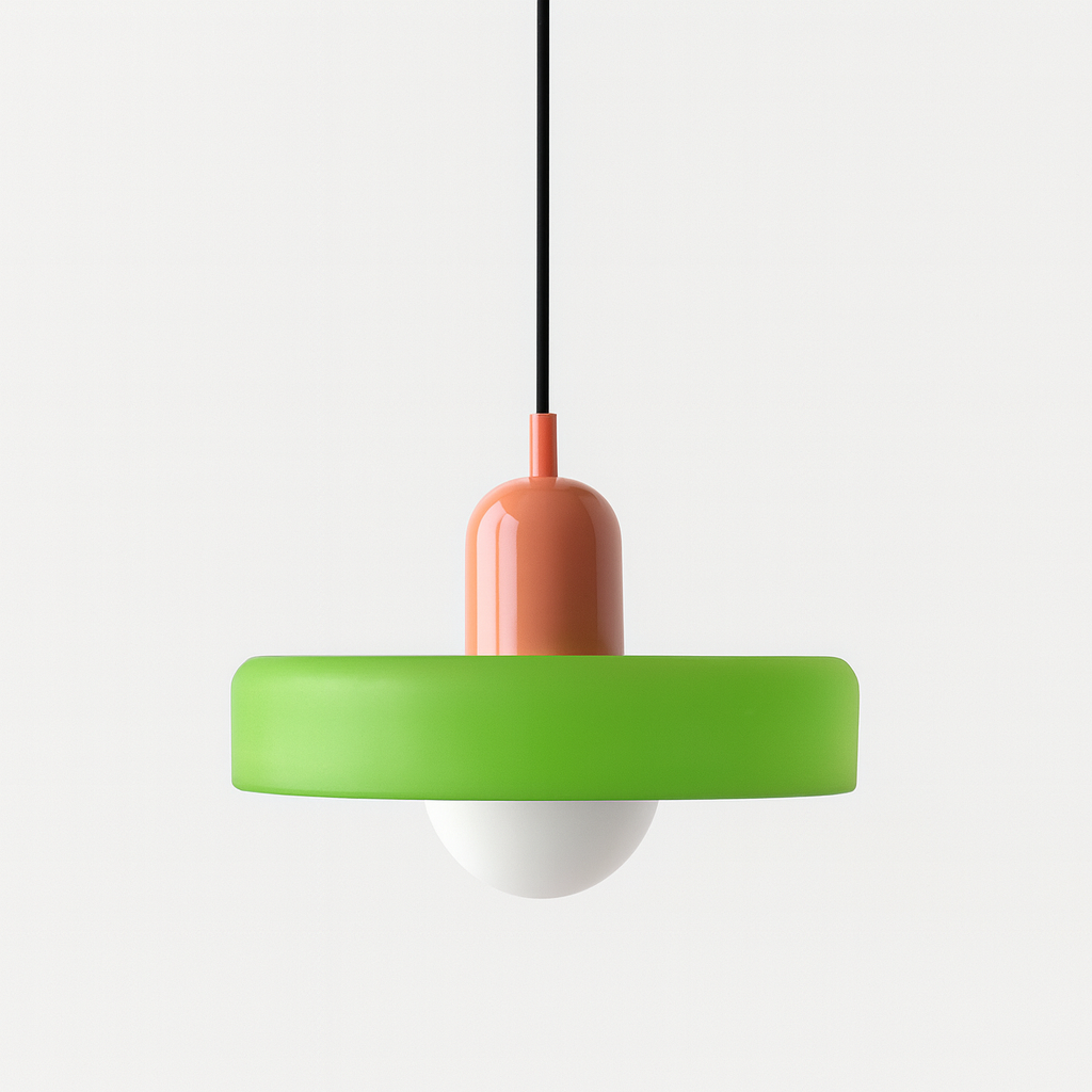 Glass Pendant Light | Flat Ring Shade, Domed Diffuser