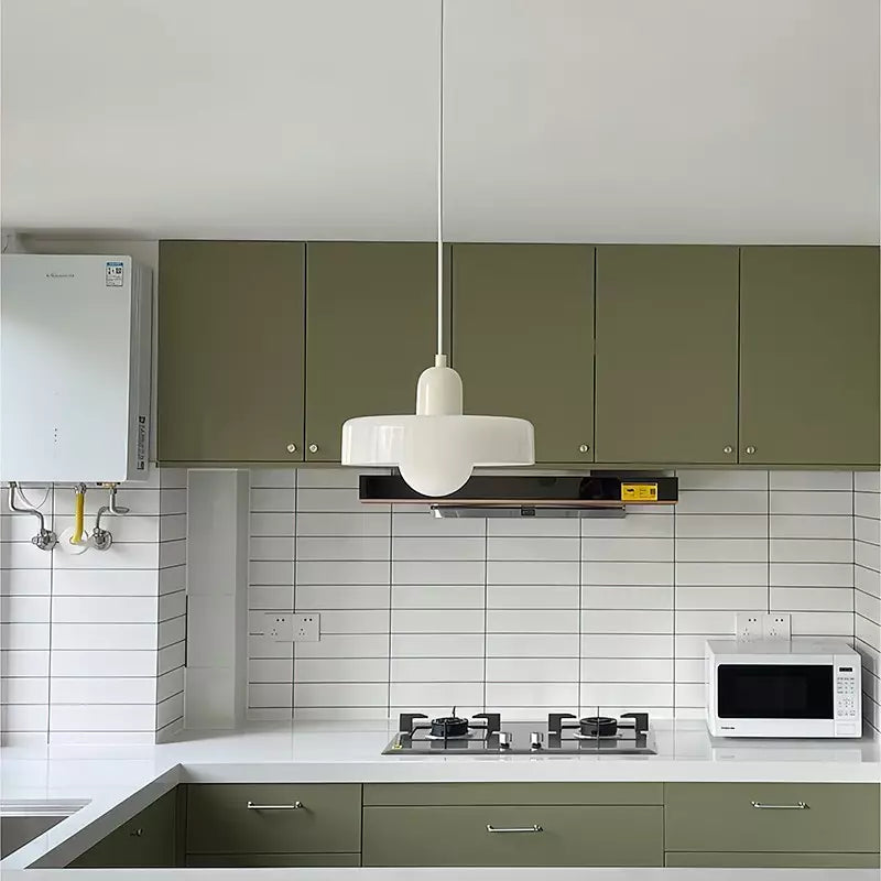 Glass Pendant Light | Flat Ring Shade, Domed Diffuser